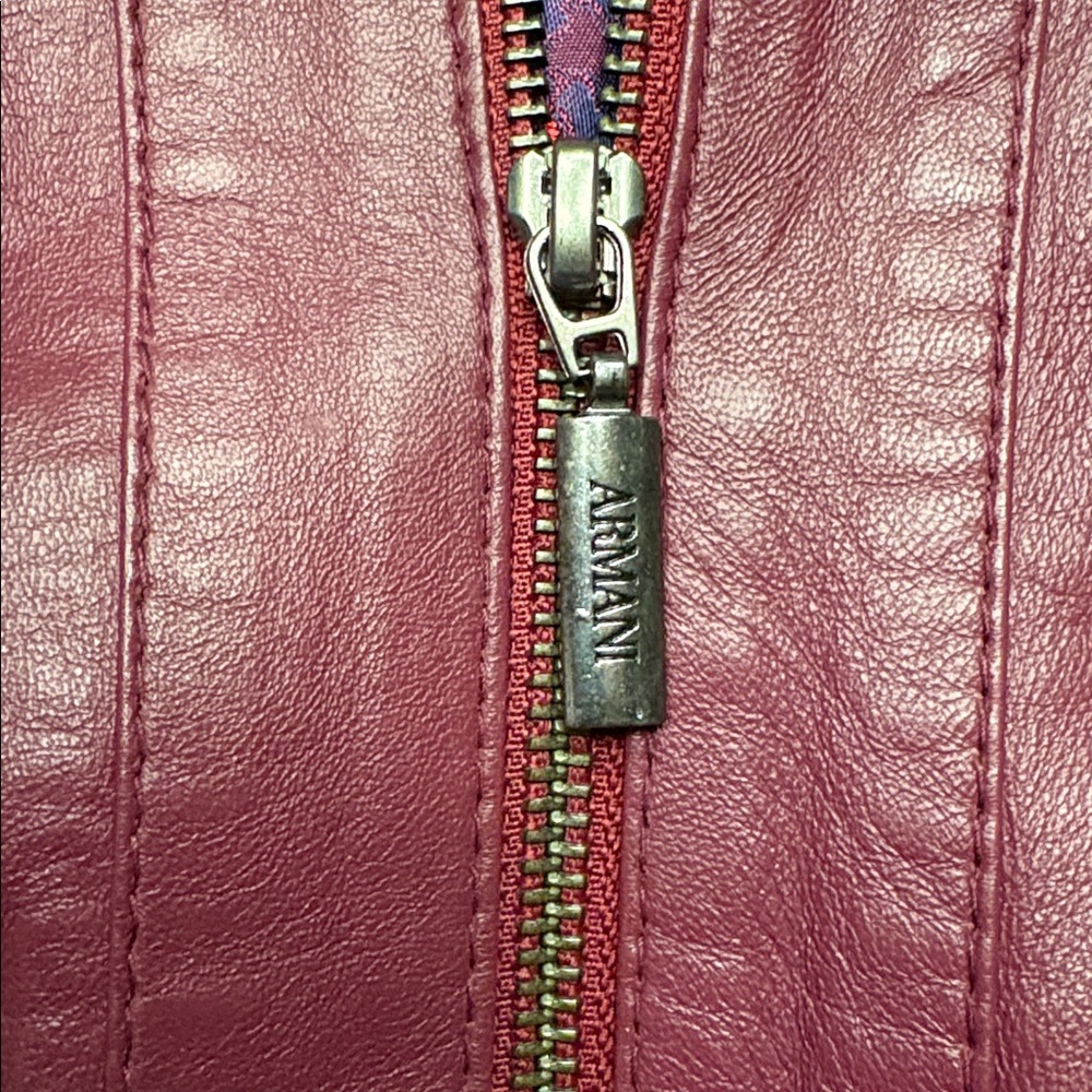 Vintage Armani Collezioni Maroon Leather Jacket - Picture 5 of 12